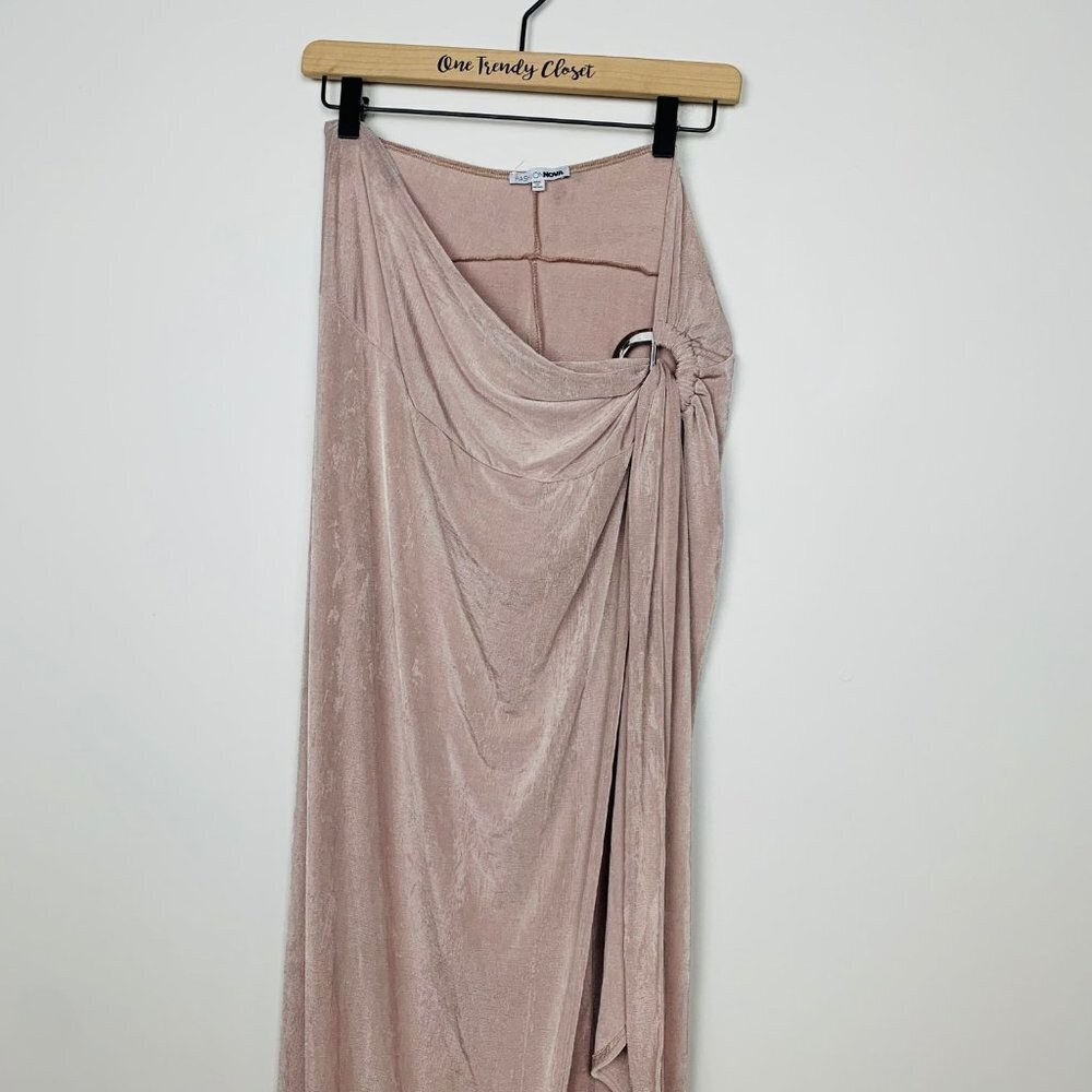 Fashion Nova | NWOT Make Them Jealous Maxi Wrap Skirt Cream Blush - Picture 7 of 8